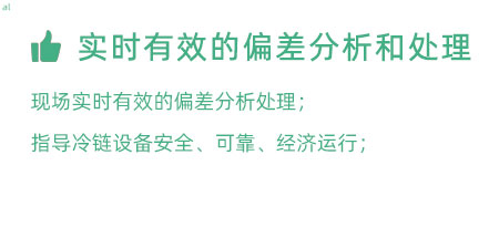 實時有效的偏差分析和處理：實時有效的偏差處理； 指導冷鏈設備安全、可靠、經濟運行；